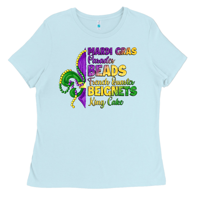 Mardi Gras Parades Beads French Quarter Beignets K Ladies Tee by LillyAllenDesigns | Teevron