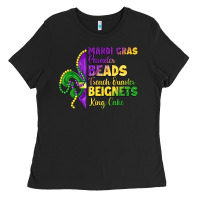 Black mardi gras parades beads french quarter beignets k Ladies Tee - LillyAllenDesigns