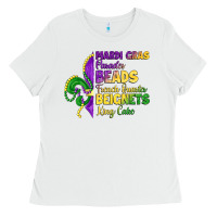 White mardi gras parades beads french quarter beignets k Ladies Tee - LillyAllenDesigns