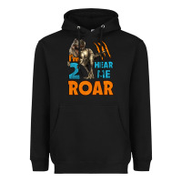 Black i'm two hear me roar dinosaur birthday Heavyweight Hoodie - LillyAllenDesigns