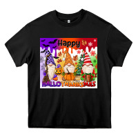 Black happy hallothanksmas gnomies Heavy Core Tee - MaliasSmallBusiness
