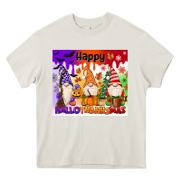 Cream happy hallothanksmas gnomies Heavy Core Tee - MaliasSmallBusiness