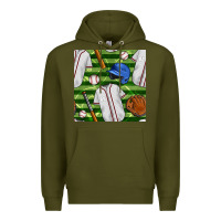 Army Green baseball uniform and field seamless pattern Premium Hoodie - BundleAndBundleShop