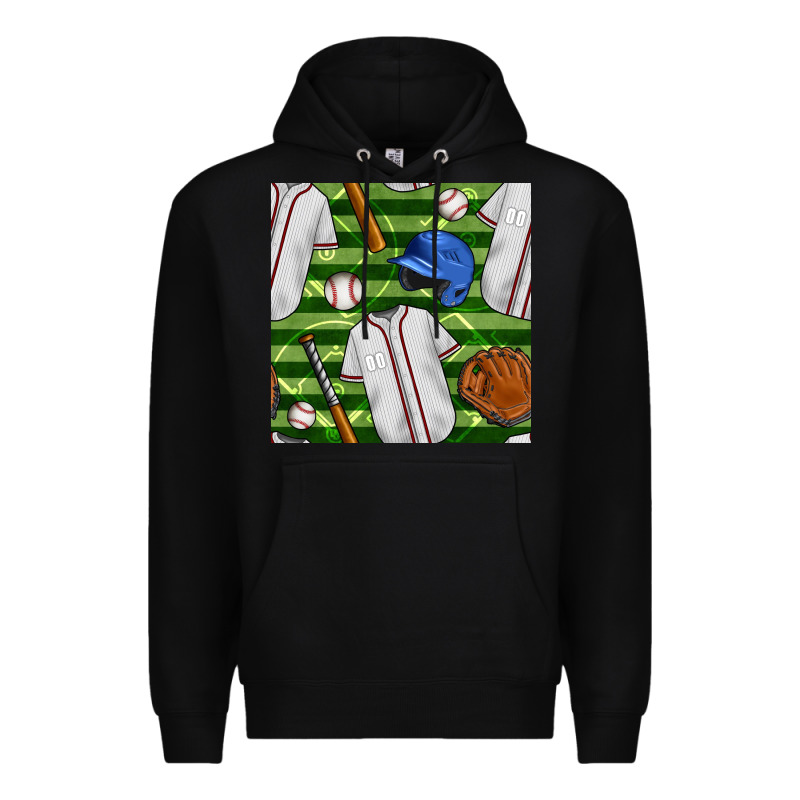 Baseball Uniform And Field Seamless Pattern Premium Hoodie by BundleAndBundleShop | Teevron