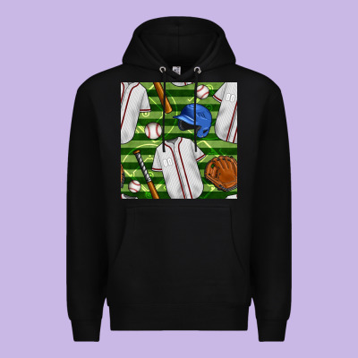 Baseball Uniform And Field Seamless Pattern Premium Hoodie Designed By Bundleandbundleshop