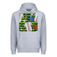 Heather Grey baseball uniform and field seamless pattern Premium Hoodie - BundleAndBundleShop