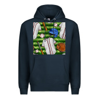 Navy baseball uniform and field seamless pattern Premium Hoodie - BundleAndBundleShop