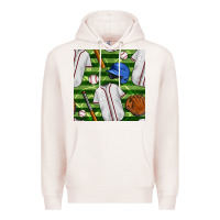 Pale Pink baseball uniform and field seamless pattern Premium Hoodie - BundleAndBundleShop