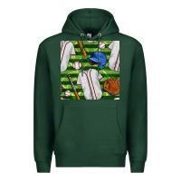 Sports Green baseball uniform and field seamless pattern Premium Hoodie - BundleAndBundleShop