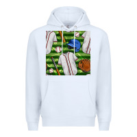 White baseball uniform and field seamless pattern Premium Hoodie - BundleAndBundleShop