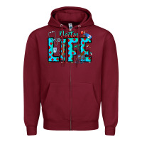 Burgundy Doctor Life Zipper Hoodie - CowhideDigitalArt