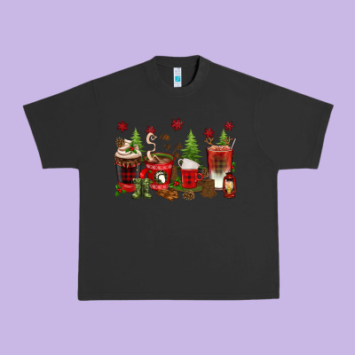 Christmas Coffee Cups Urban Heavy Tee Designed By Texasbilliewilder