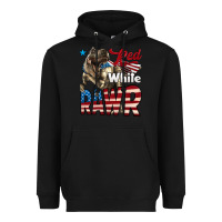 Black Red White Rawr Dinosaur T-Rex Heavyweight Hoodie - LillyAllenDesigns
