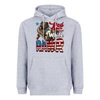 Heather Grey Red White Rawr Dinosaur T-Rex Heavyweight Hoodie - LillyAllenDesigns