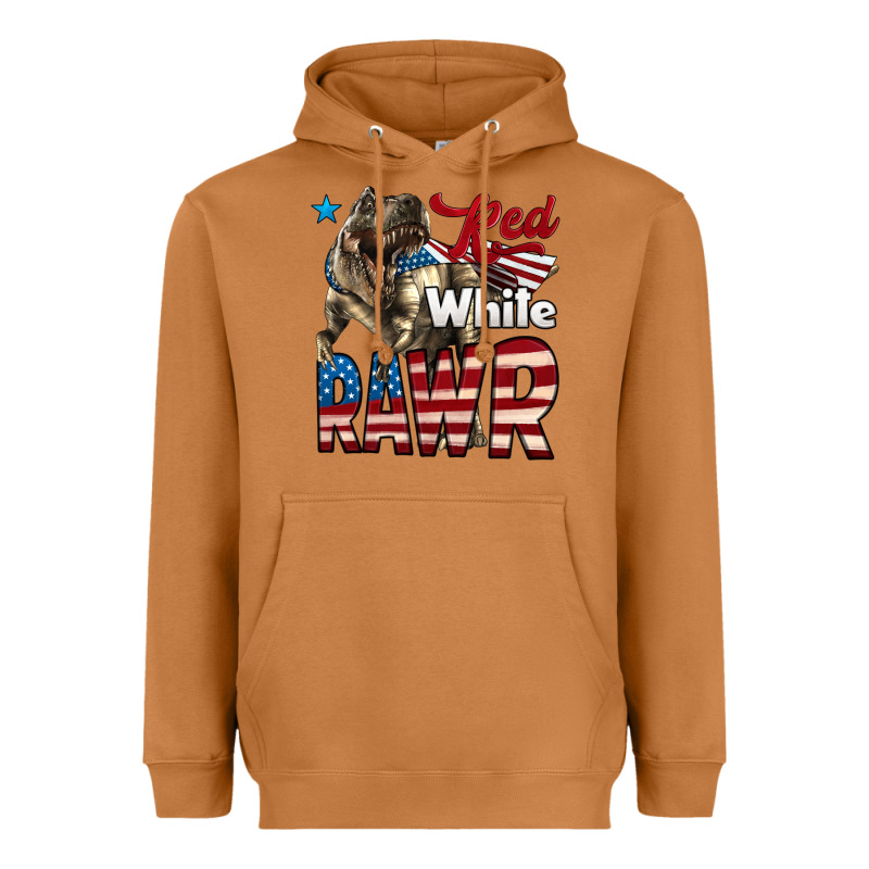 Red White Rawr Dinosaur T-rex Heavyweight Hoodie by LillyAllenDesigns | Teevron