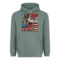 Sage Red White Rawr Dinosaur T-Rex Heavyweight Hoodie - LillyAllenDesigns