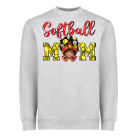 Heather Grey softball mom  and afro messybun mom bbs Heavyweight Sweatshirt - BundleAndBundleShop