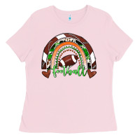 Bubblegum Pink Football Rainbow Ladies Tee - RanaPortraitStore