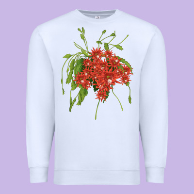 Red Orchid Cactus Premium Sweatshirt Designed By Lillyallendesigns