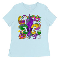 Baby Blue mardi gras fleur de lis Ladies Tee - LillyAllenDesigns