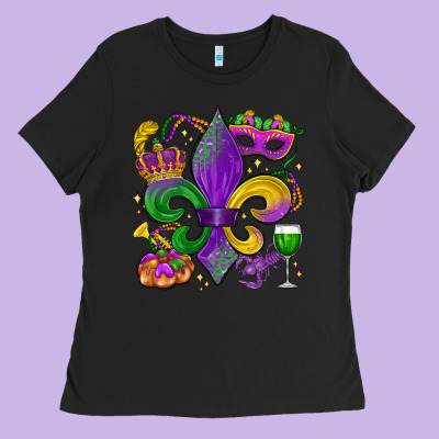 Mardi Gras Fleur De Lis Ladies Tee Designed By Lillyallendesigns