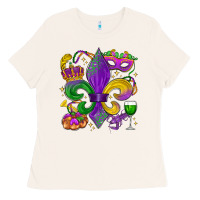Bone mardi gras fleur de lis Ladies Tee - LillyAllenDesigns