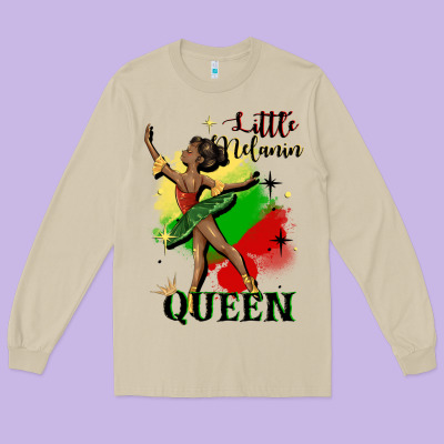 Little Melanin Queen Long Sleeve Tee Designed By Cowgirlartshop