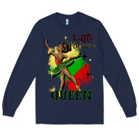 Navy little melanin queen Long Sleeve Tee - CowGirlArtShop