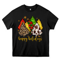 Black happy holidays with christmas tree Heavy Core Tee - MaliasSmallBusiness