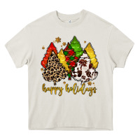 Cream happy holidays with christmas tree Heavy Core Tee - MaliasSmallBusiness