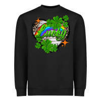 Black lucky heart St. Patricks Day Heavyweight Sweatshirt - FaDigitalArtStudio