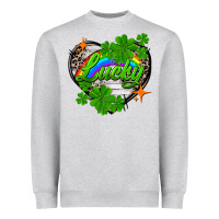 Heather Grey lucky heart St. Patricks Day Heavyweight Sweatshirt - FaDigitalArtStudio