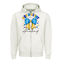Oatmeal Heather Down Right Amazing Zipper Hoodie - CowhideDigitalArt