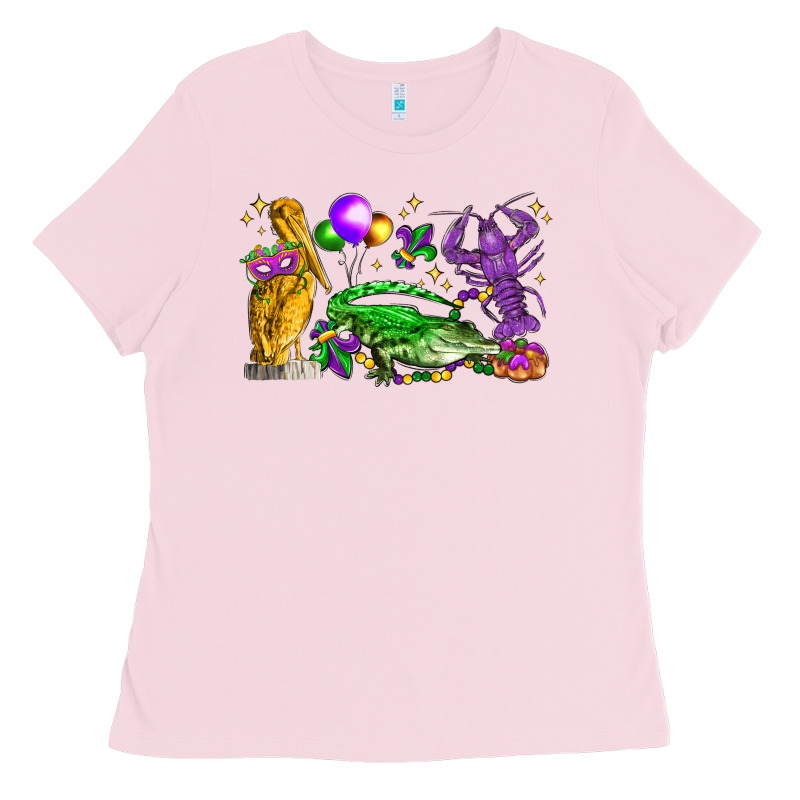 Mardi Gras Pelican Alligator And Crawfish Ladies Tee by LillyAllenDesigns | Teevron