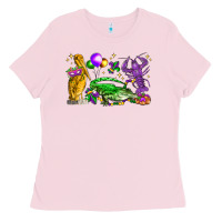 Bubblegum Pink mardi gras pelican alligator and crawfish Ladies Tee - LillyAllenDesigns