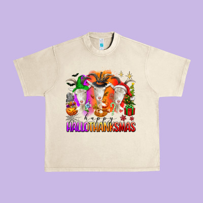 Happy Hallothanksmas Goats Urban Heavy Tee Designed By Texasbilliewilder