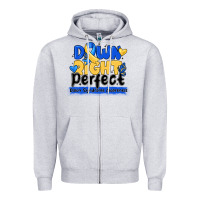 Heather Grey down right perfect down syndrome awareness Zipper Hoodie - CowhideDigitalArt