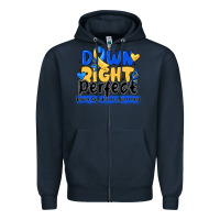 Navy down right perfect down syndrome awareness Zipper Hoodie - CowhideDigitalArt