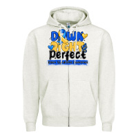 Oatmeal Heather down right perfect down syndrome awareness Zipper Hoodie - CowhideDigitalArt