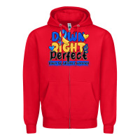 Red down right perfect down syndrome awareness Zipper Hoodie - CowhideDigitalArt