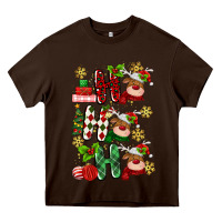 Chocolate Brown ho ho ho reindeer Heavy Core Tee - MaliasSmallBusiness