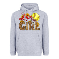 Heather Grey Love My Girl Softball Heavyweight Hoodie - LillyAllenDesigns
