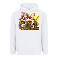 White Love My Girl Softball Heavyweight Hoodie - LillyAllenDesigns