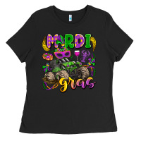Black mardi gras monster truck Ladies Tee - LillyAllenDesigns