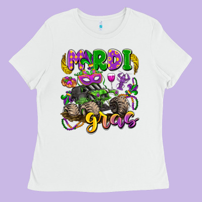 Mardi Gras Monster Truck Ladies Tee Designed By Lillyallendesigns