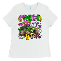 White mardi gras monster truck Ladies Tee - LillyAllenDesigns