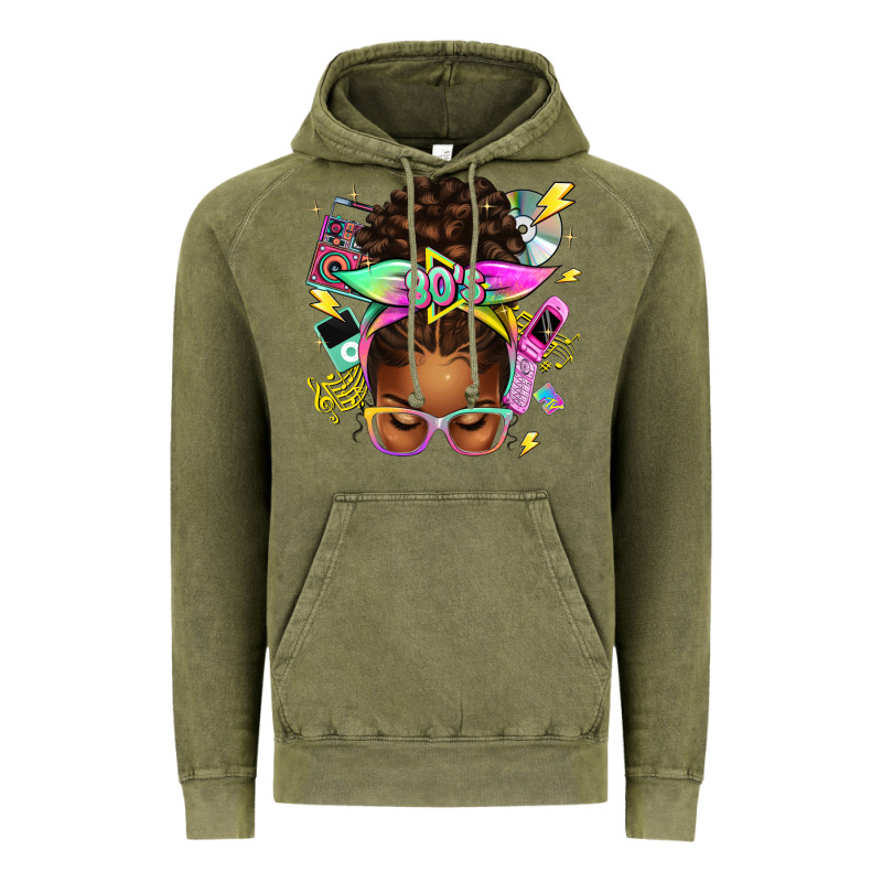 80's Babe Afro Messy Bun Vintage Hoodie by texasbilliewilder | Teevron