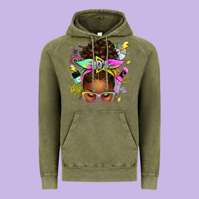 80's Babe Afro Messy Bun Vintage Hoodie Designed By Texasbilliewilder