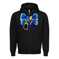 Black Down Syndrome Ribbon Zipper Hoodie - CowhideDigitalArt