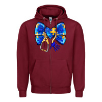 Burgundy Down Syndrome Ribbon Zipper Hoodie - CowhideDigitalArt